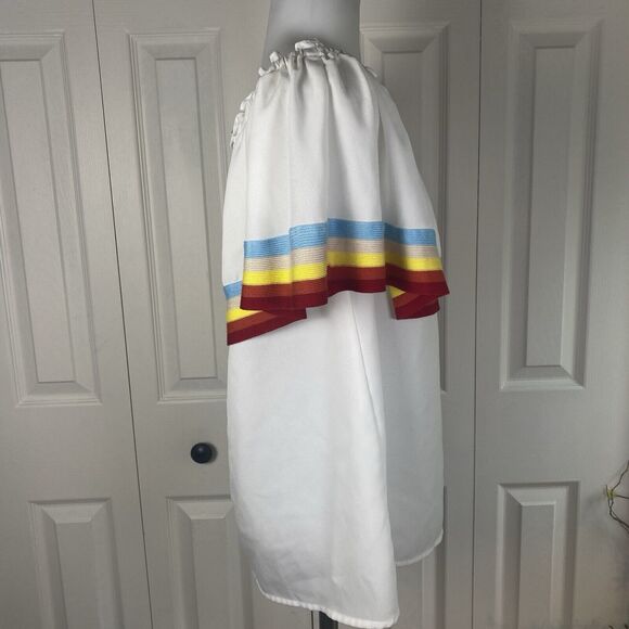 Entro White Summer Pride Festival Off-the-Shoulder Rainbow Ruffle Top - Size S - Picture 4 of 9